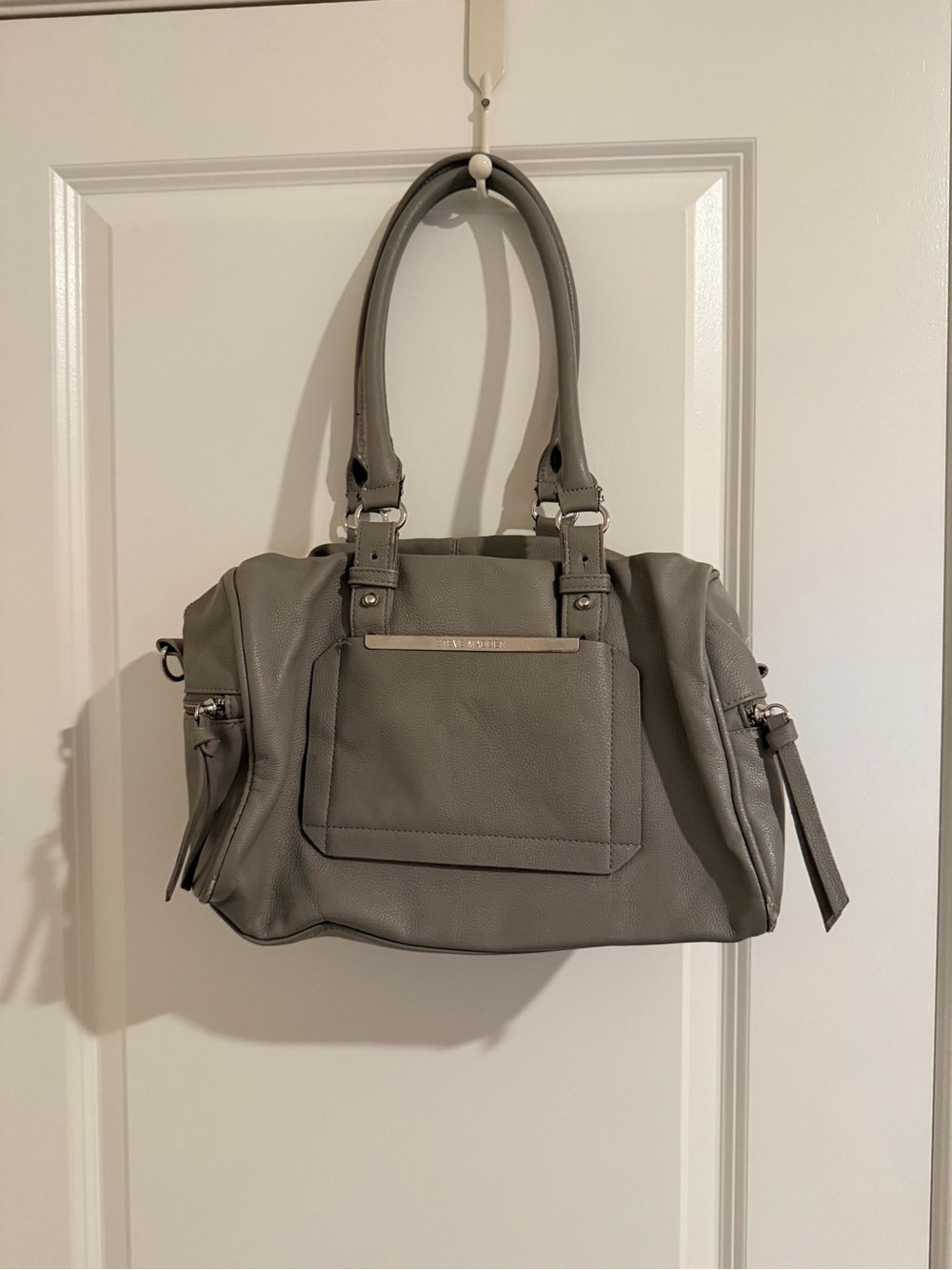 Steve Madden Satchel Shoulder Bag Purse Classic Handbag - Gray